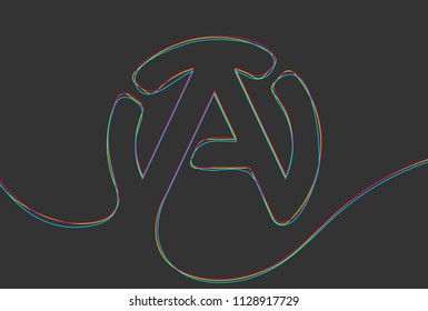 Creative vector atheism sign. One line style illustration