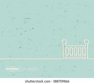 Creative vector baby cot. Art illustration template background. For presentation, layout, brochure, logo, page, print, banner, poster, cover, booklet, business infographic, wallpaper, sign, flyer.