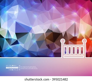Creative vector baby cot. Art illustration template background. For presentation, layout, brochure, logo, page, print, banner, poster, cover, booklet, business infographic, wallpaper, sign, flyer.