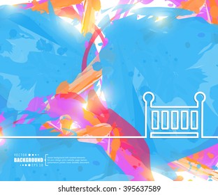 Creative vector baby cot. Art illustration template background. For presentation, layout, brochure, logo, page, print, banner, poster, cover, booklet, business infographic, wallpaper, sign, flyer.