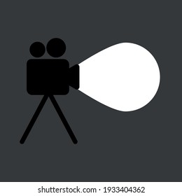 
Creative vector background with camera on tripod and decorative blank text container. Ideal for journalism, videotaping or filmmaking thematic graphic or web design