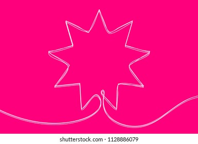 Creative vector Bahai star. One line style illustration