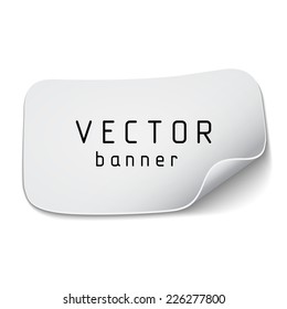 Creative vector banner with curled corner. Clean, white banner with soft realistic shadow. Neutral banner for website or presentation.
