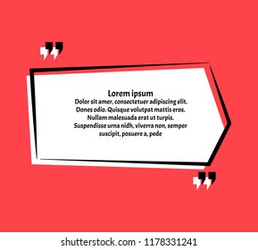 Creative vector banner illustration with a quote in a frame with quotes.Innovative vector quotation template in quotes against the pink backdrop.