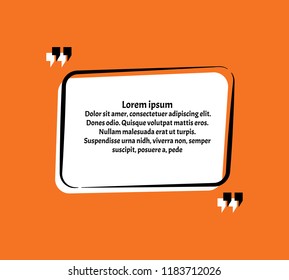 Creative vector banner illustration with a quote in a frame with quotes.Innovative vector quotation template in quotes against the orange backdrop.