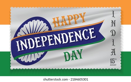 Creative vector banner for Indian Independence Day national holiday celebrated on August 15th. Can be used as patriotic stamp, sticker, backdrop, wallpaper, poster and social media templates.  