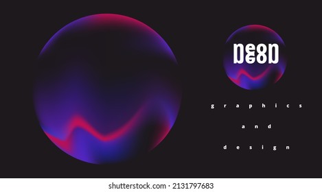 Creative vector banner in neon color. Glowing liquid ball on dark background. Modern abstract illustration