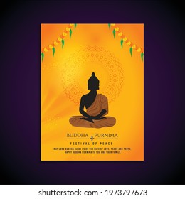 creative vector, banner or poster for Happy Vesak Day or Buddha Purnima with Hindi Text Buddha Purnima calligraphy , Indian Festival concept. 