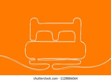 Creative vector bed. One line style illustration