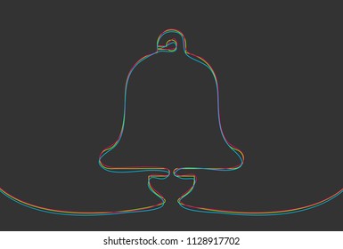 Creative vector bell. One line style illustration