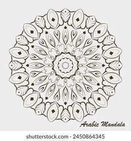 Creative vector black white floral Arabic mandala background template