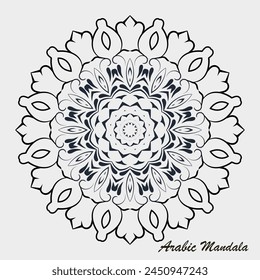 Creative vector black white floral arabic mandala background template