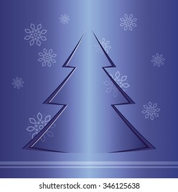 Creative vector blue paper Christmas tree, Christmas and New Year greeting card.