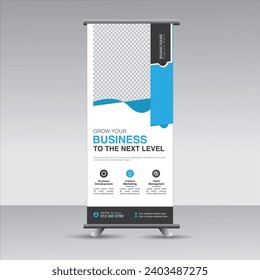 creative vector blue roll up banner design
