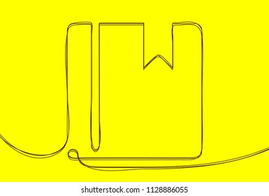 Creative vector book. One line style illustration