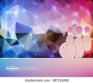 Creative vector bowling. Art illustration template background. For presentation, layout, brochure, logo, page, print, banner, poster, cover, booklet, business infographic, wallpaper, sign, flyer.
