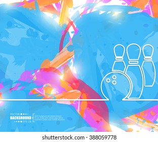 Creative vector bowling. Art illustration template background. For presentation, layout, brochure, logo, page, print, banner, poster, cover, booklet, business infographic, wallpaper, sign, flyer.