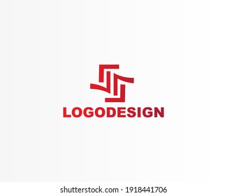 Creative vector brand identity logo design with double line square concept