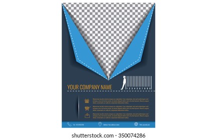 Creative vector brochure, flyer, magazine cover and poster template with triangle paper fold effect.