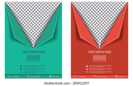 Creative vector brochure, flyer with paper fold effect, magazine cover, poster template for corporate design.