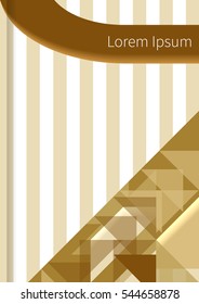 Creative vector brown, gold, yellow and white business brochure. Geometric pattern. Cover design template. A4. EPS 10.
