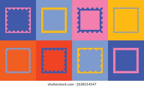 Creative vector bundle of square decorative borders in messy cut-out style. Use for branding, logo accents, or minimalist layout design