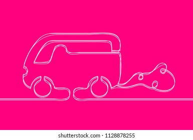 Creative vector bus. One line style travel illustration