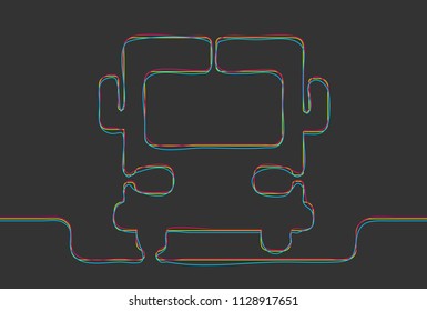 Creative vector bus. One line style travel illustration