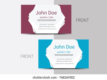 Creative vector business cards in red and blue color with text on the white background