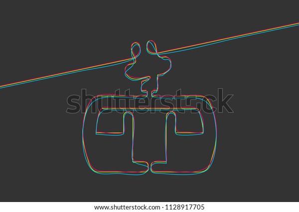 Creative\
vector Cableway. One line style\
illustration