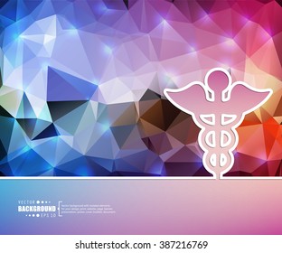 Creative vector caduceus. Art illustration template background. For presentation, layout, brochure, logo, page, print, banner, poster, cover, booklet, business infographic, wallpaper, sign, flyer.