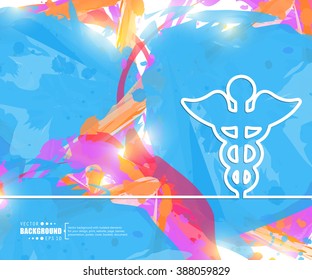 Creative vector caduceus. Art illustration template background. For presentation, layout, brochure, logo, page, print, banner, poster, cover, booklet, business infographic, wallpaper, sign, flyer.