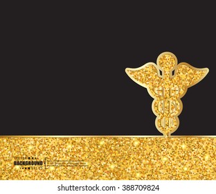 Creative vector caduceus. Art illustration template background. For presentation, layout, brochure, logo, page, print, banner, poster, cover, booklet, business infographic, wallpaper, sign, flyer.