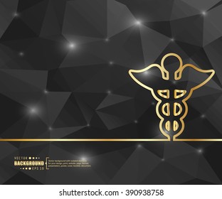 Creative vector caduceus. Art illustration template background. For presentation, layout, brochure, logo, page, print, banner, poster, cover, booklet, business infographic, wallpaper, sign, flyer.