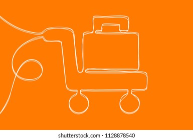 Creative vector cart cargo suitcase. One line style illustration