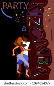  Creative vector cartoon for june latin party themes.Kizomba is a genre of dance and a musical genre originating in Angola. Vector illustration of partners dance kizomba.EPS 8.