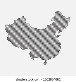 Creative vector China country border map made lines isolated on background. Template asian continent country for pattern, report, infographic, backdrop. Asia nation business silhouette sign concept