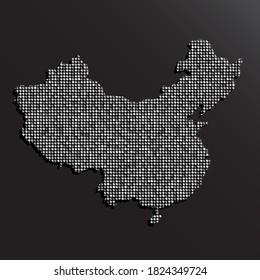 Mapa creativo del vector del país de China hizo que las secuencias de plata se aislaran en segundo plano. Patrón de viaje de plantilla de estado plano, afiche de partido, fondo. Concepto nacional de señalización brillante.