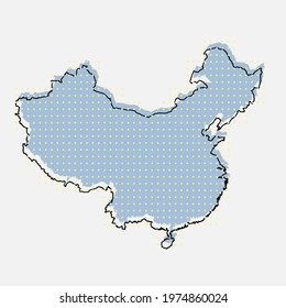 Creative vector China country map made of dots, points isolated on background. China template for your pattern, backdrop, poster. National technology modern sign concept.