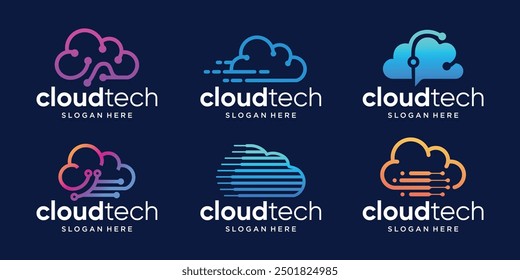 Vector creativo de colecciones de diseño de logotipos de tecnología en la nube.