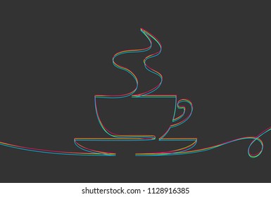 Creative vector coffee cup. One line style illustration