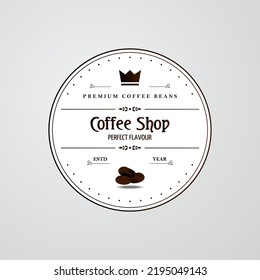Creative Vector Coffee Shop Logo with coffee beans and vintage label design.