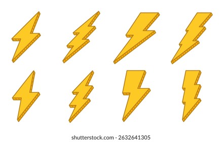 Creative vector collection of lightning bolts and electric power illustration. Abstract symbol for flash, lightning, thunderbolt, energy, and electricity in flat style for apps and website