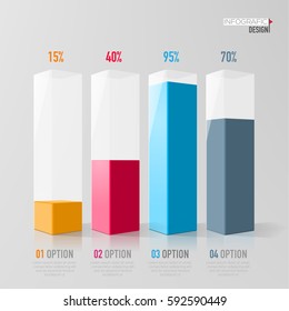 Creative vector colorful 3D data chart can be used for work flow layout, diagram, annual report, web design. Business concept with 4 options, steps or processes.