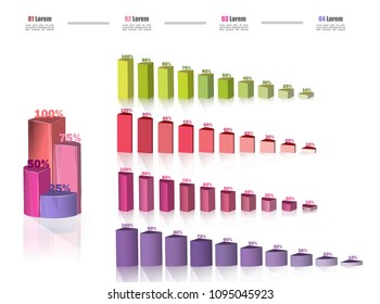 Creative vector colorful 3D pie chart can be used for work flow layout, diagram, annual report, web design. Business concept with 4 options, steps or processes.10 20 30 40 50 60 70 80 90 100 percent. 