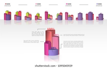 Creative vector colorful 3D pie chart can be used for work flow layout, diagram, annual report, web design. Business concept with 4 options, steps or processes.10 20 30 40 50 60 70 80 90 100 percent. 