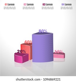 Creative vector colorful 3D pie chart can be used for work flow layout, diagram, annual report, web design. Business concept with 4 options, steps or processes.10 20 30 40 50 60 70 80 90 100 percent. 