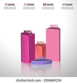 Creative vector colorful 3D pie chart can be used for work flow layout, diagram, annual report, web design. Business concept with 4 options, steps or processes.10 20 30 40 50 60 70 80 90 100 percent. 