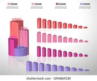 Creative vector colorful 3D pie chart can be used for work flow layout, diagram, annual report, web design. Business concept with 4 options, steps or processes.10 20 30 40 50 60 70 80 90 100 percent. 