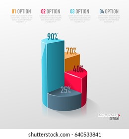 Creative vector colorful 3D pie chart can be used for work flow layout, diagram, annual report, web design. Business concept with 4 options, steps or processes.